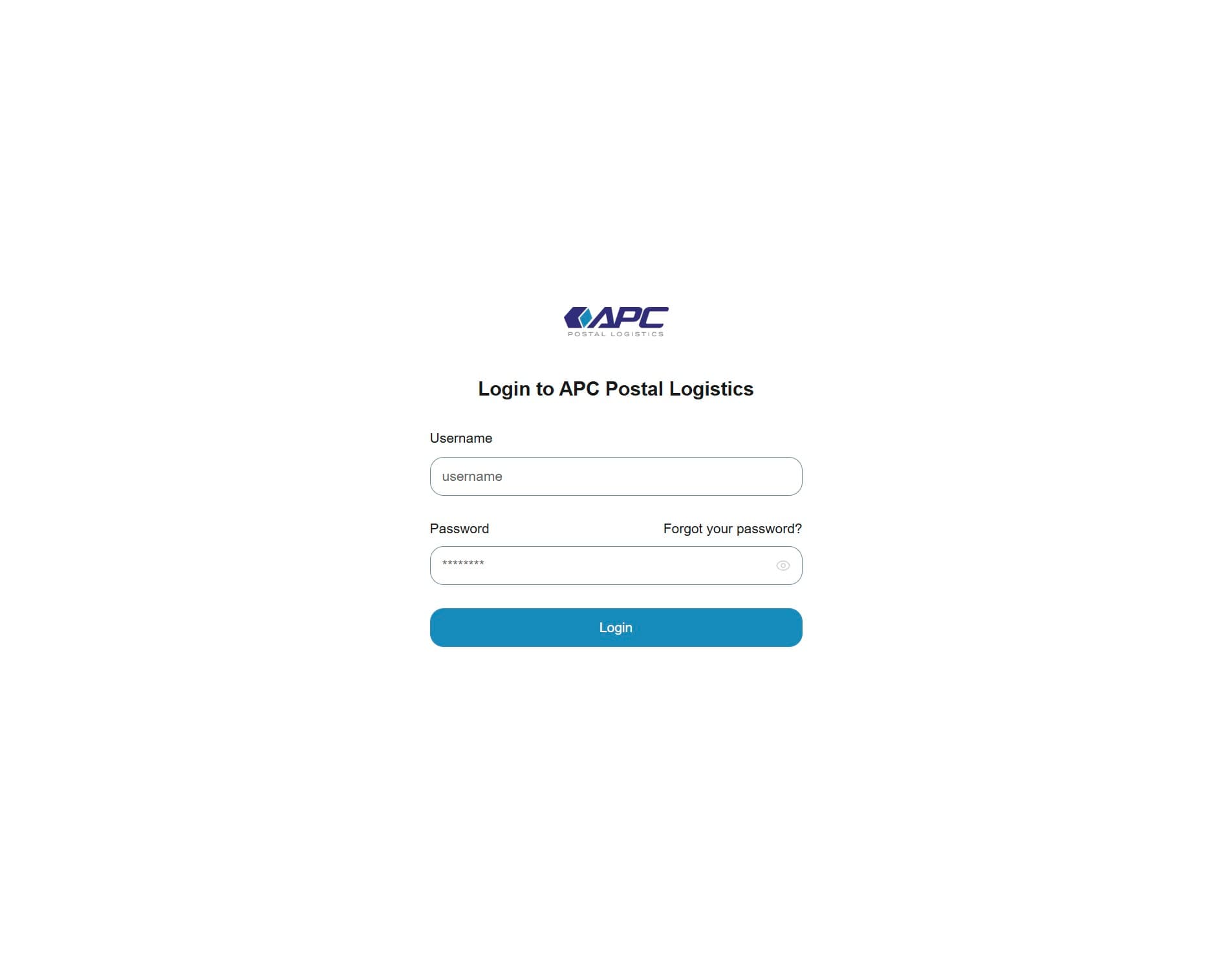 Customer portal login page