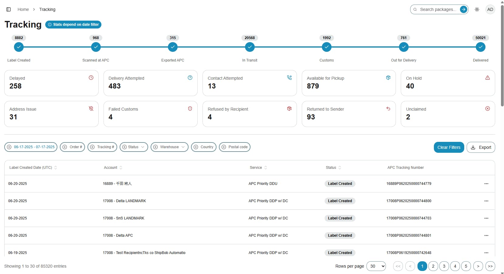 Customer portal login page